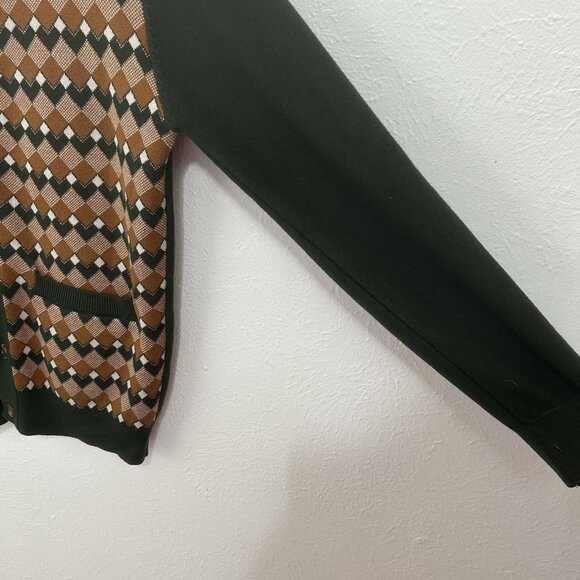PJ Paul Jones VTG Inspired Argyle  Cardigan Sweater Collar Button Down Grandpa S - Picture 5 of 12